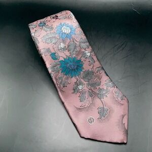 Vintage Halston III Mens Tie Mauve Botanical Floral Silk Blend Necktie Business